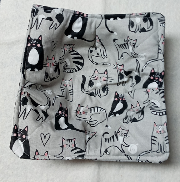 Gray cats bowl cozy
